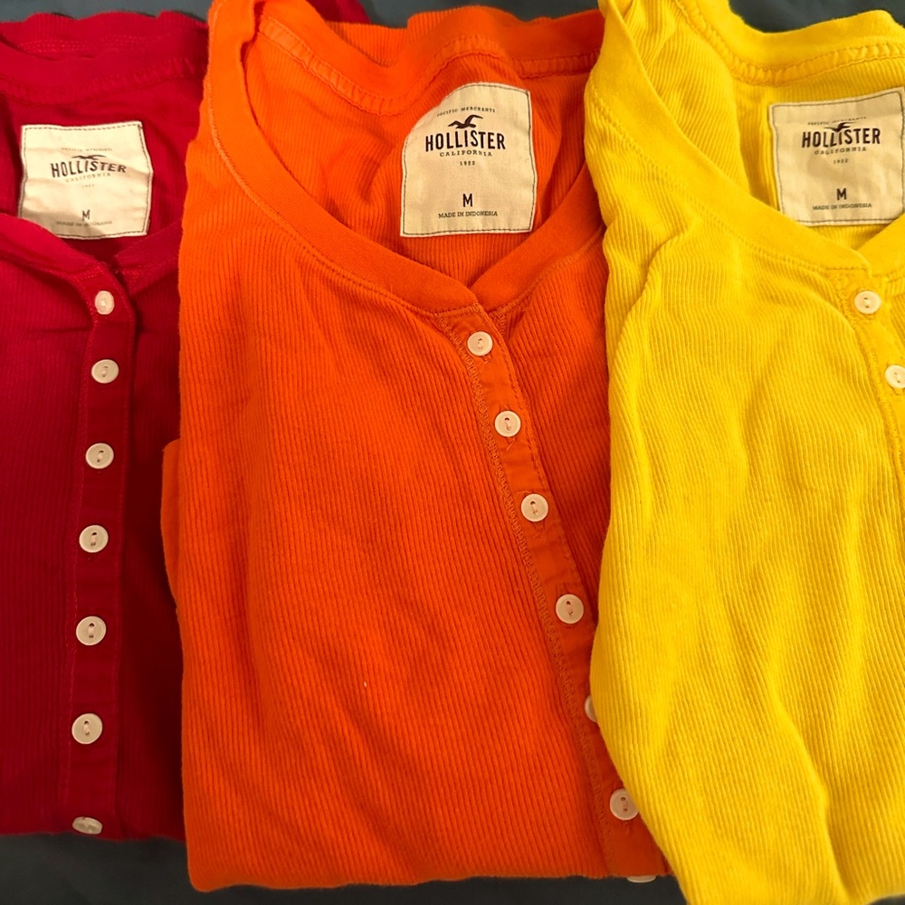 3 Hollister Quarter Sleeve Shirts